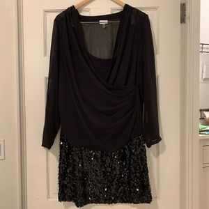 DKNY Black Sequin bottom dress size L